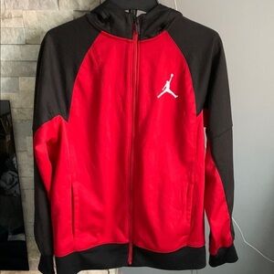 Jordon Red and Black Zip-Up Hoodie